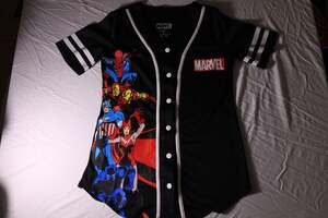 Marvel Avengers Character Mashup Women's Baseball Jersey - Spider-Man, Iron Man,
